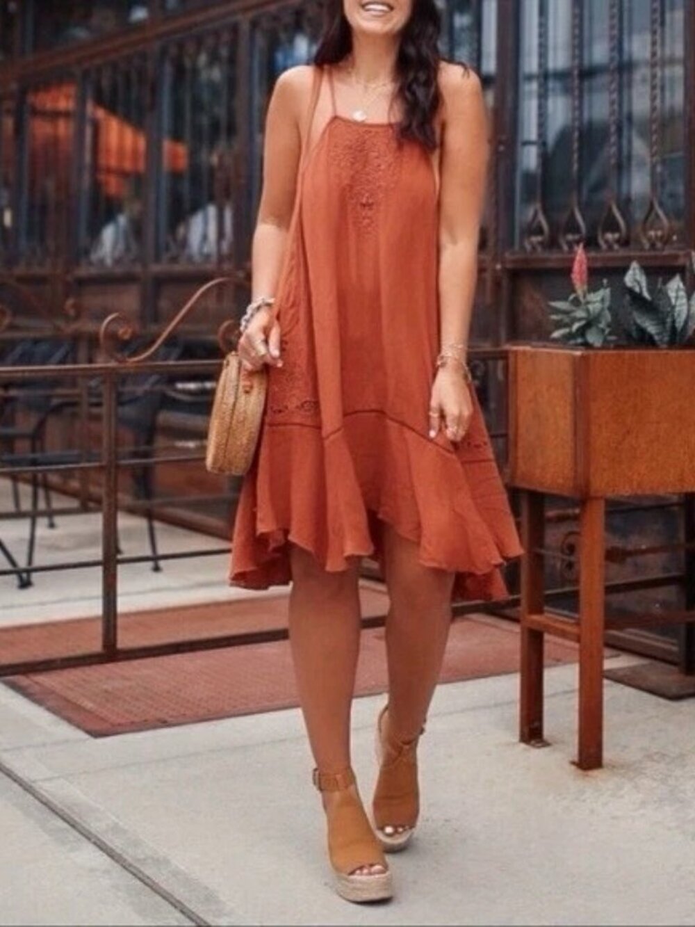 New Free People Heat Wave Tunic Dress Sleeveless Midi Embroidered Detail Size L